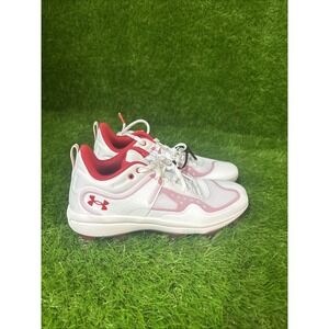 Under Armour Glyde MT Metal Softball Cleats Women's Sz 7.5 White Red 3024328-102